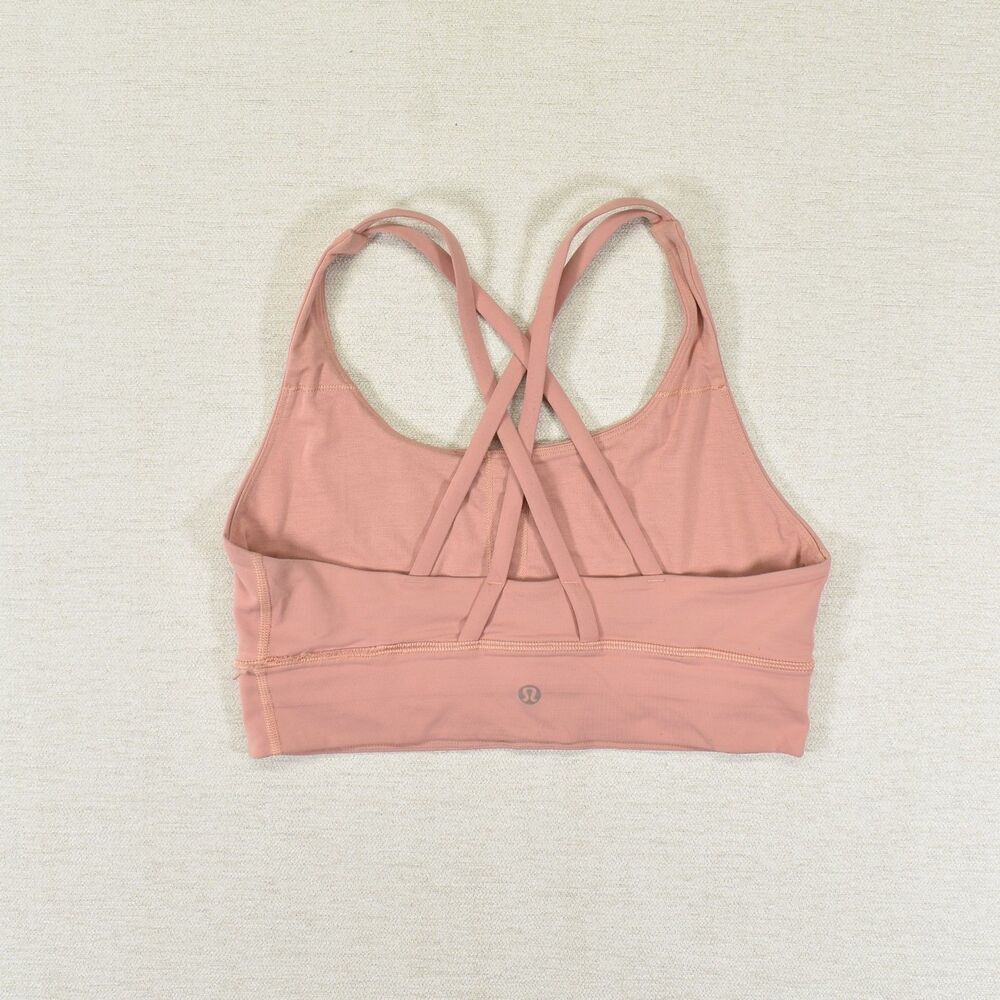 Lululemon Energy Bra Longline Size 6 Dusty Pink Strappy Back Sports Bra